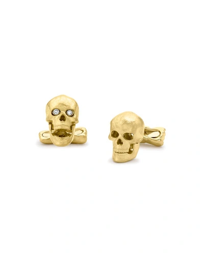 Deakin & Francis Yellow-gold Skull Cuff Links In Yellow Gold
