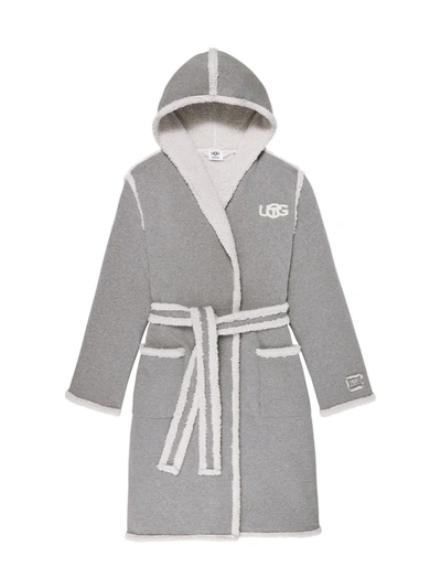 Ugg X Telfar Hooded Faux Sherpa Robe In Heather Grey