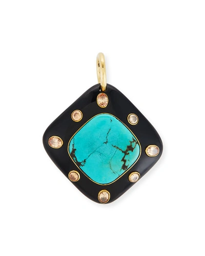 Ashley Pittman Aulu Dark Horn & Turquoise Pendant In Brown