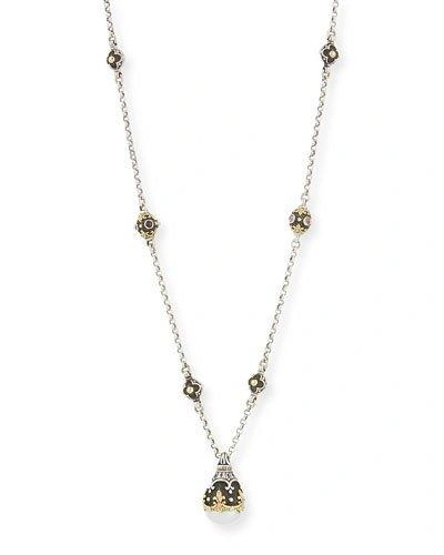 Konstantino Pink Tourmaline & Pearly Pendant Necklace In White/pink