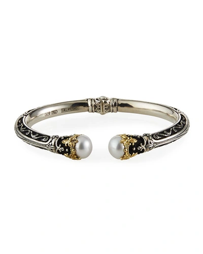 Konstantino Pearly Open Cuff Bracelet In Silver / Gold / Pearl