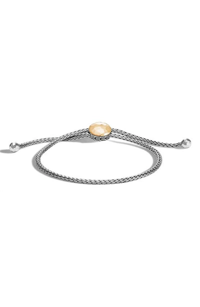 John Hardy Classic Chain Hammered 18k Yellow Gold & Sterling Silver Pull Through Bracelet In Gold/ Silver