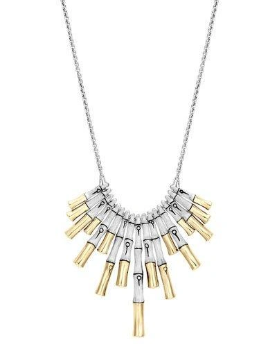John Hardy 18k Yellow Gold And Sterling Silver Bamboo Bib Necklace, 16 In Silver/gold