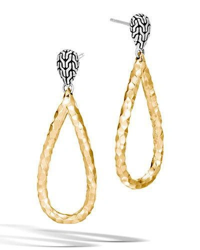 John Hardy Classic Chain Hammered 18k Teardrop Earrings In Yellow/silver