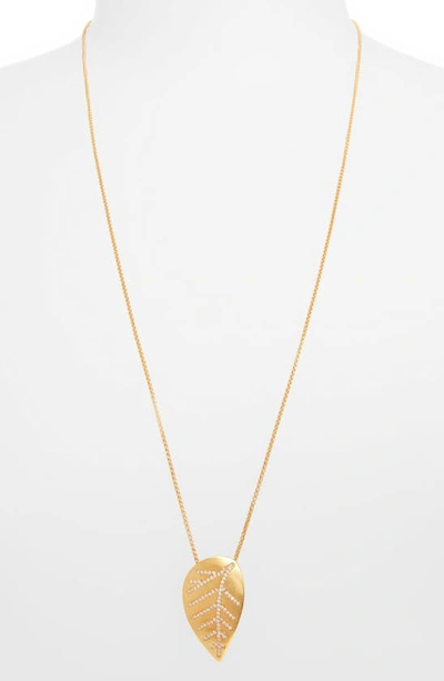 Dean Davidson Passage 22k Gold-plated & Crystal Quartz Mini Leaf Pendant Necklace In White Topaz/ Gold