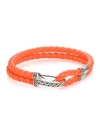 John Hardy Men's Classic Chain Silver Hook Station Leather Bracelet In Orange