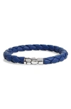 John Hardy Men's Bamboo Woven Leather And Sterling Silver Bracelet In Blue