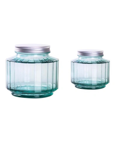 French Home Storage Jar 10 oz And 33 Oz, Set Of 2 In Clear