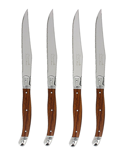 French Home Laguiole Steak Knives Wood Grain, Set Of 4 In Dark Brown
