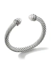 David Yurman Cable Classic Crossover Bracelet With Pearls And Diamonds/7mm In Pearl & Diamonds