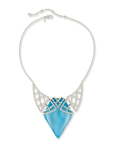 Alexis Bittar Crystal Encrusted Lattice Bib Necklace In Blue