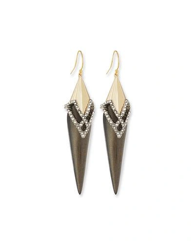 Alexis Bittar Crystal-encrusted Lattice Lace Wire Earrings In Gray