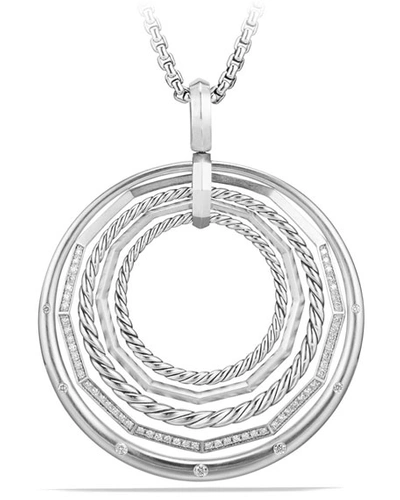David Yurman Stax Sterling Silver Large Pendant Necklace With Diamonds