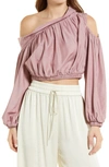 Amy Lynn Willow One-shoulder Crop Top In Pink