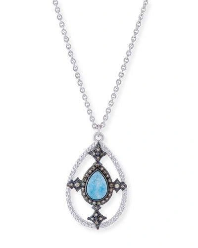 Armenta New World Blue Quartz Triplet Shield Pendant Necklace With Diamonds In Silver