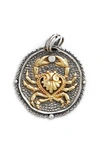 Konstantino Cancer Carved Zodiac Pendant With Diamond In Cancer/ Silver/ Gold