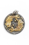 Konstantino Pisces Carved Zodiac Pendant With Diamonds In Pisces/ Silver/ Gold