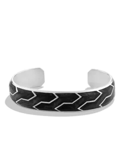 David Yurman Forged Carbon Sterling Silver Bracelet In Silver-black