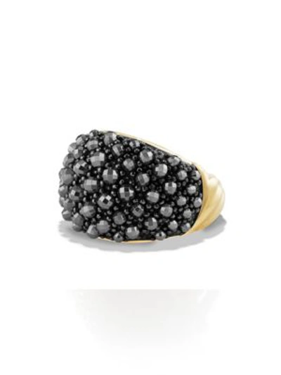 David Yurman Osetra Dome Ring With Faceted Hematine In 18k Gold In Black/gold