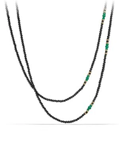 David Yurman Osetra Tweejoux Necklace With Black Spinel, Green Onyx And 18k Gold In Green/black