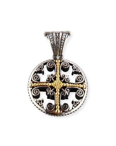 Konstantino Etched Sterling Silver Pendant With 18k Gold Cross In Silver/gold