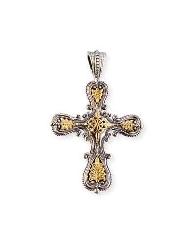 Konstantino Granulated Sterling Silver & 18k Gold Cross Pendant