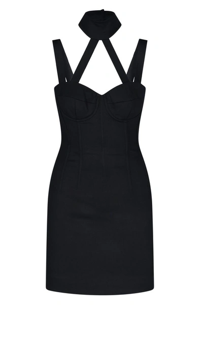 Dolce & Gabbana Sleeveless Stretch Sablé Bustier Minidress In Black