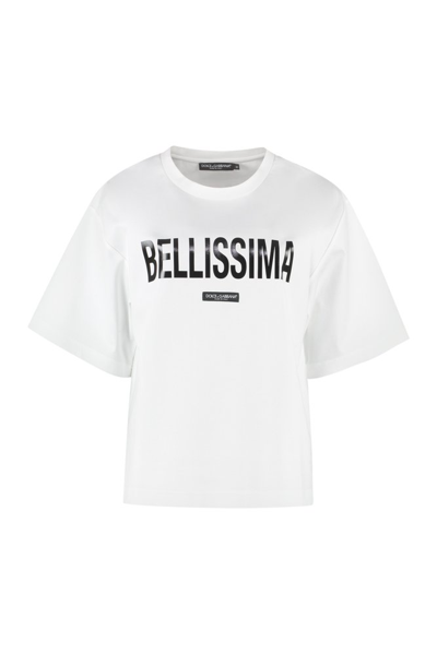 Dolce & Gabbana Slogan Print T-shirt In Weiss