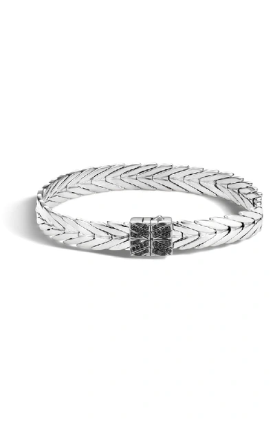 John Hardy Modern Chain Silver Lava 13mm Bracelet With Sapphire Clasp In Silver/ Black Spinel