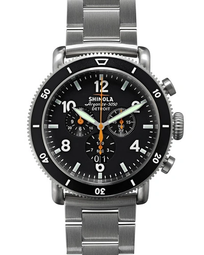 Shinola 'the Black Blizzard' Chronograph Interchangeable Strap Watch, 48mm (limited Edition) In Silver/ Black