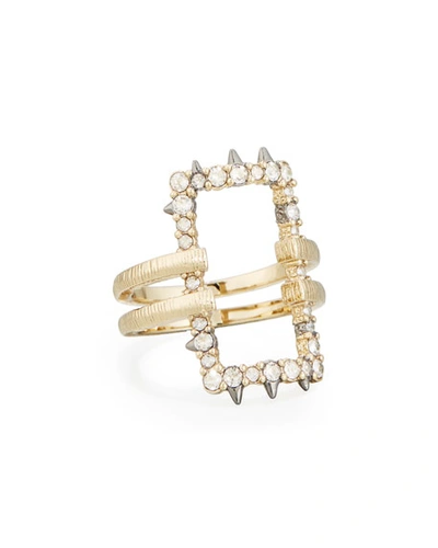 Alexis Bittar Crystal Oversized Link Ring In Gold