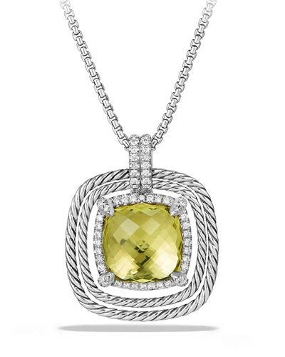 David Yurman 24mm Ch&acirc;telaine&reg; Spiraled Bezel Necklace With Diamonds In Yellow/silver