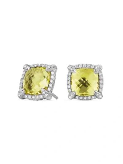 David Yurman Châtelaine Pavé Bezel Earring With Gemstone & Diamonds/9mm In Lemon Citrine