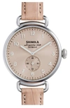 Shinola 38mm Canfield Alligator Strap Watch, Nude Pink/silver In Pink/ Nude