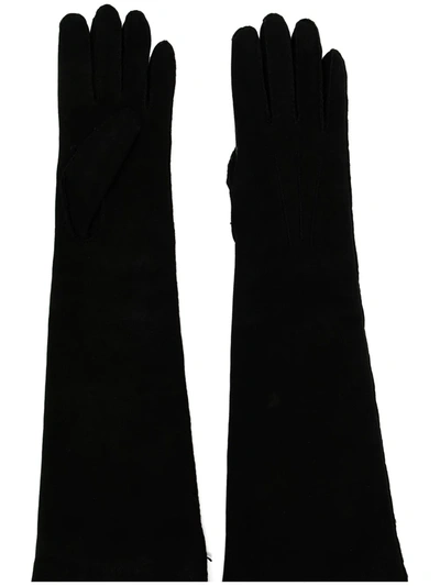 Pre-owned Bottega Veneta Full-finger Leather Gloves In Black