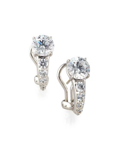 Fantasia By Deserio Tapered Cz Crystal Earrings In Silver