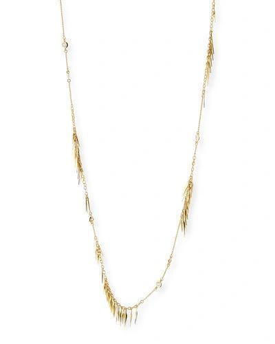 Alexis Bittar Long Spike Tassel Fringe Necklace In Gold