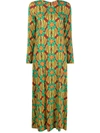 La Doublej La Double J Swing Long Sleeve Viscose Dress In Multi