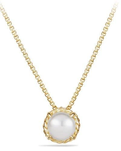 David Yurman Chatelaine Pendant Necklace With Pearl In 18k Gold In White/gold