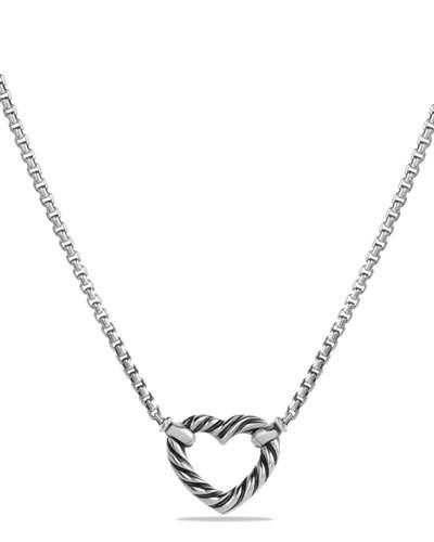David Yurman Cable Collectibles Heart Necklace With 18k Gold In Silver