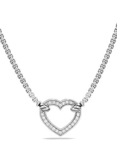 David Yurman Cable Collectibles Heart Station Necklace With Diamonds
