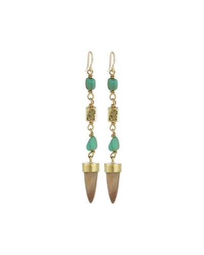 Ashley Pittman Uti Light Horn & Turquoise Drop Earrings