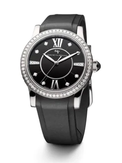 David Yurman Classic 34mm Rubber Swiss Quartz Watch With Diamonds In Silver Black