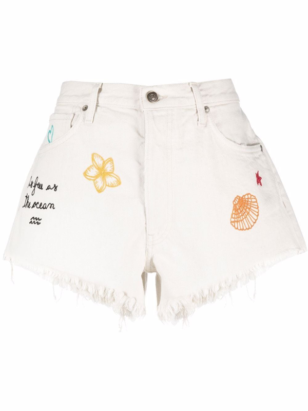 Alanui Stay Positive embroidered shorts - Grey