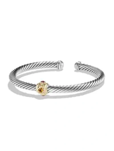 David Yurman Renaissance Bracelet With Citrine, Rhodalite Garnet And 14k Gold In Citrine Mix