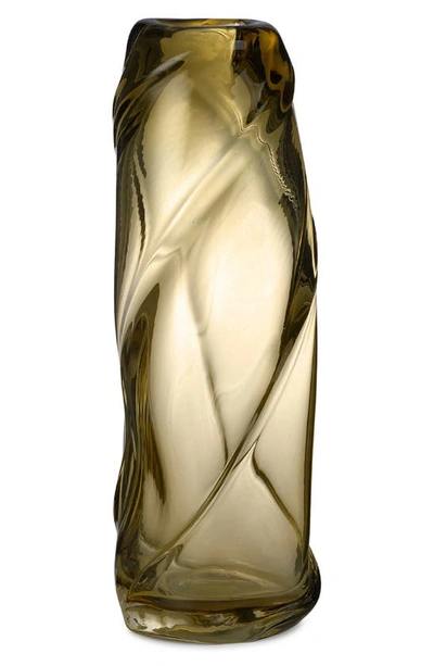 Ferm Living Tall Water Swirl Glass Vase In Yellow