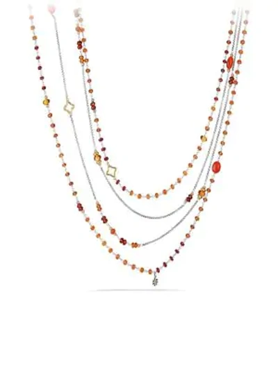 David Yurman Bead And Chain Necklace With Carnelian, Garnet And 18k Gold In Amber