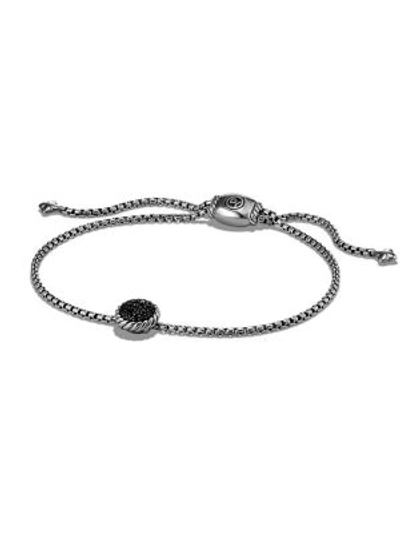David Yurman Chatelaine Petite Bracelet With Black Diamonds In Black/silver