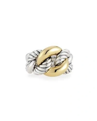 David Yurman Belmont Curb Link Ring With 18k Gold In Silver/gold