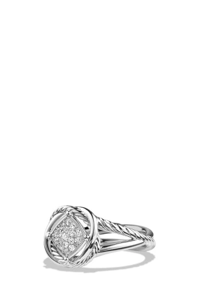 David Yurman 7mm Infinity Pave Diamond Ring In Silver